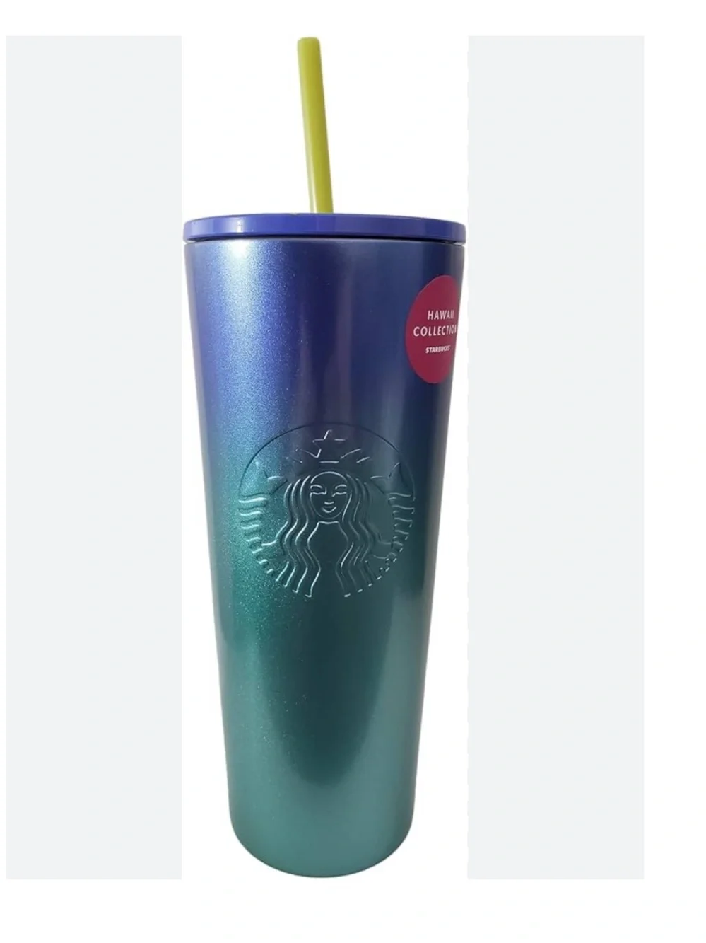 STARBUCKS Hawaii Collection Stainless Steel Blue Ombre Tropical Cold Cup 24oz